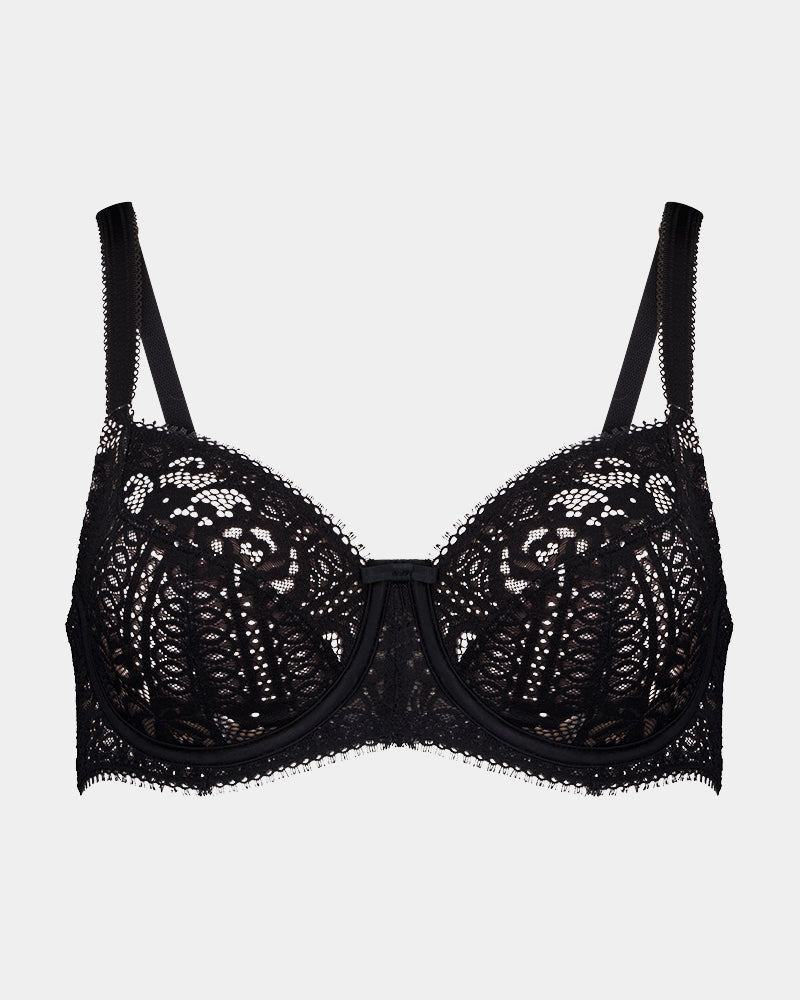 Dashing Underwire Bra in BLACK. Flat lay front view