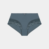 Yvette Lace Midi in DARK SLATE. Flat lay front view