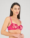 Model wears Heritage Bloom Underwire Bra in FANTASY FUCHSIA. On body side view