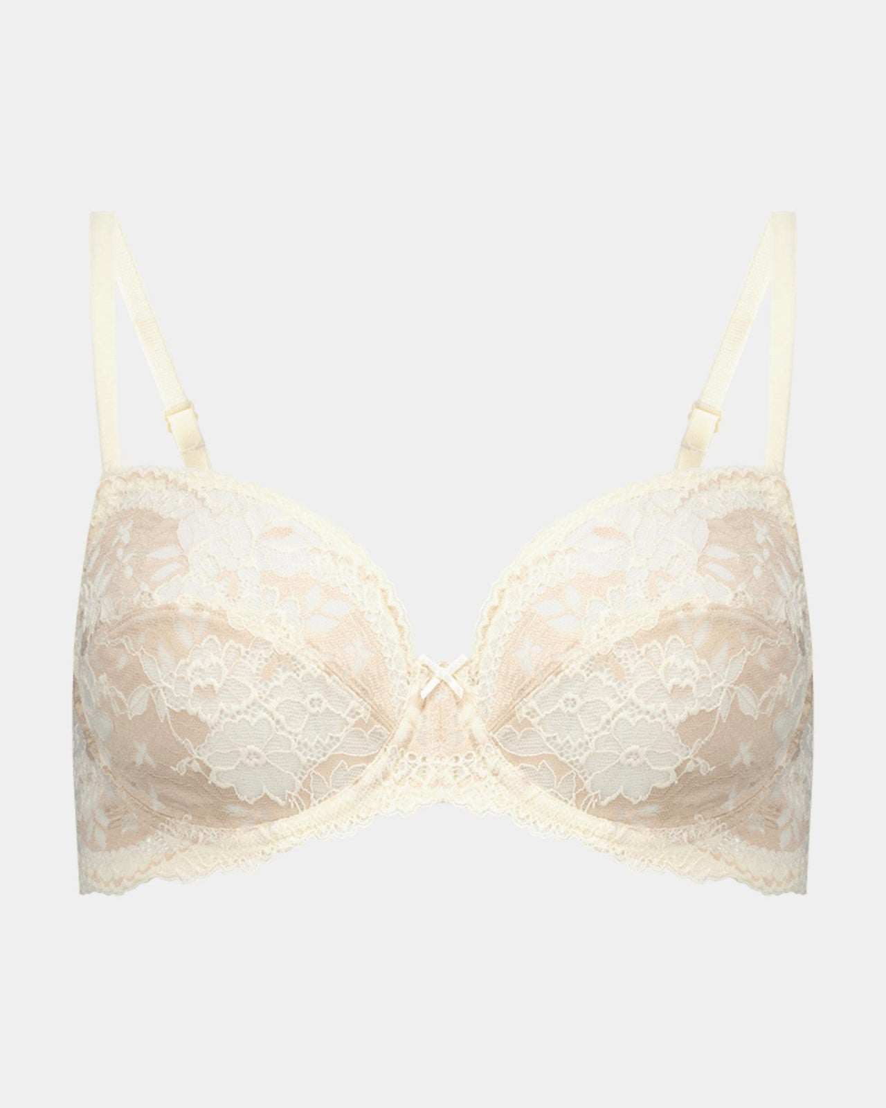 Wistful Bloom Underwire Bra in LATTE/EGRET. Flat lay front view