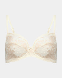 Wistful Bloom Underwire Bra in LATTE/EGRET. Flat lay front view