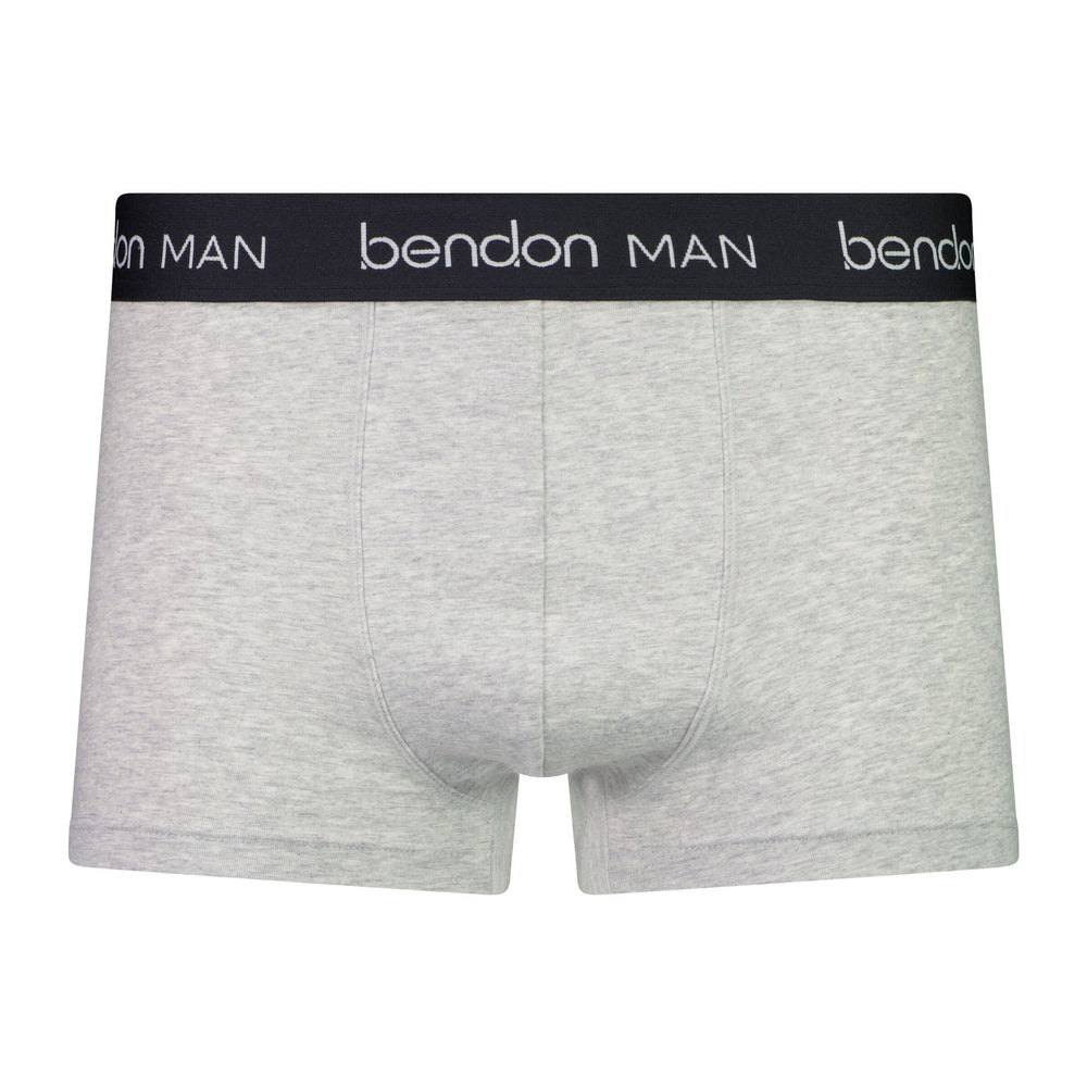 Organic Cotton Mens Trunk in LIGHT GREY MARL. Flat lay front view