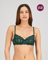 Model wears Sofia Underwire Bra in RAIN FOREST. On body front view