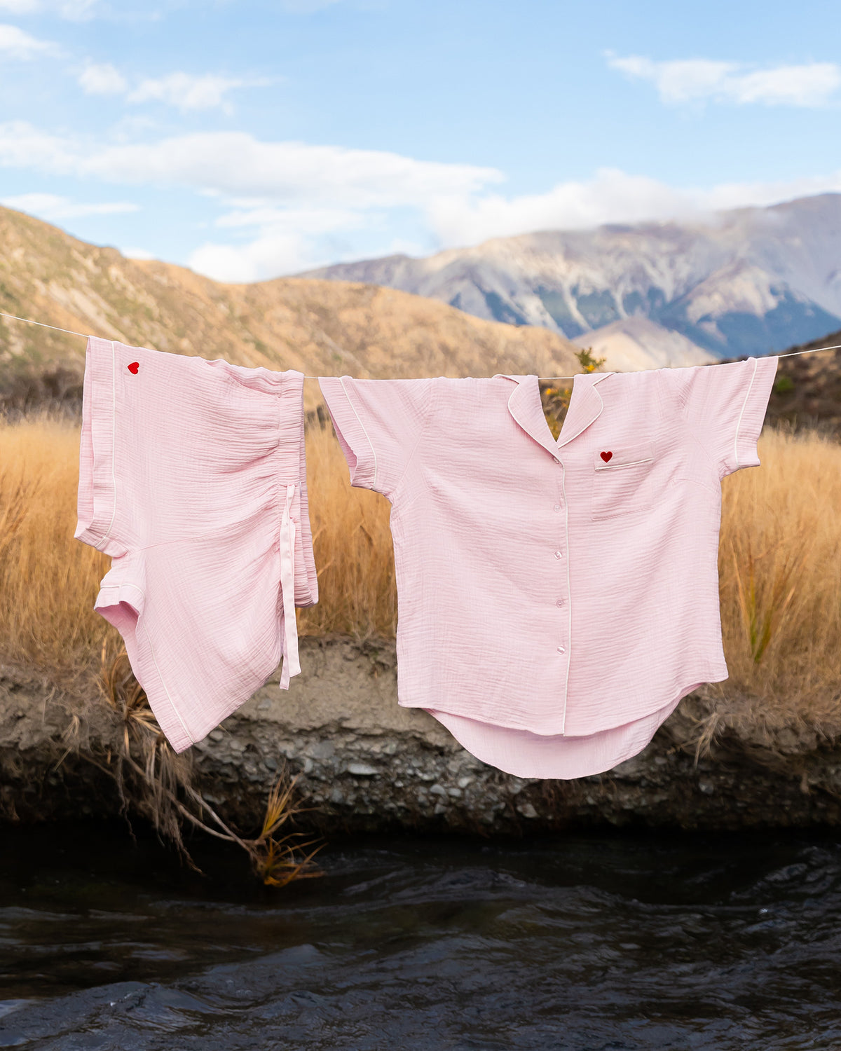 Bonbon Short Pj in PALE LILAC. Flat lay front view