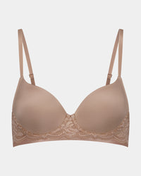 Delightfully Smooth Contour Bra in LATTE. Flat lay front view