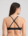 Model wears My Fit Smooth Push Up Bra in BLACK. On body back view