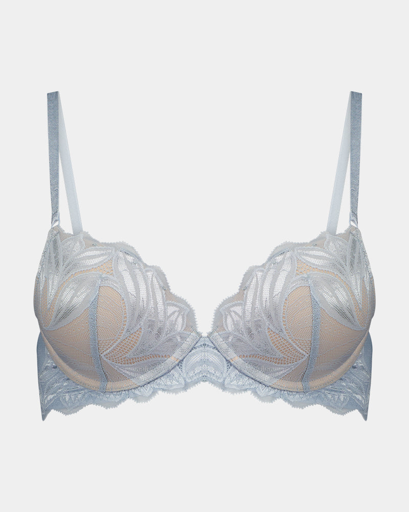 Sienna Push Up Bra in SKYWAY. Flat lay front view