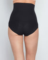 Model wears Bamboo Bodywear High Waisted Brief in BLACK. On body back view