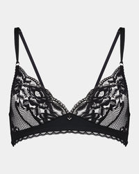 Delightfully So Bralette in BLACK. Flat lay front view