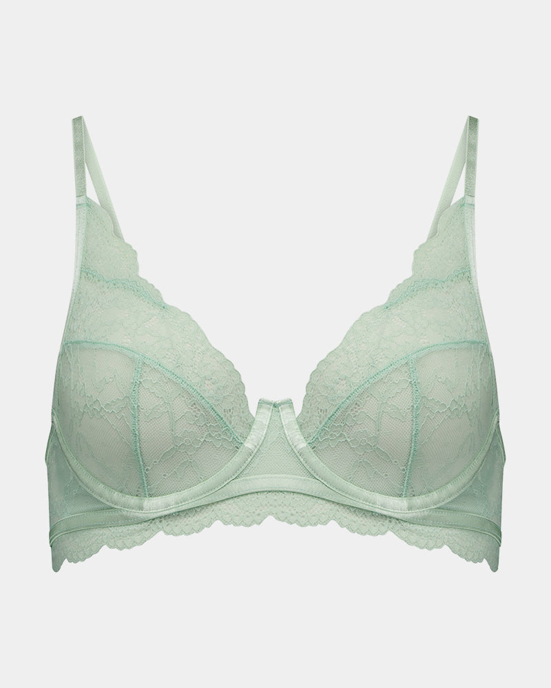 Shelly Underwire Bra in SURF SPRAY. Flat lay front view