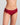 Model wears Lace Trim Brazilian in BIKING RED. On body side view
