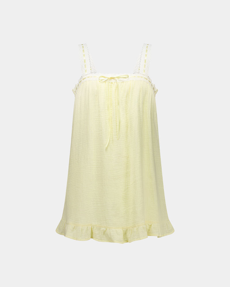 Bonbon Babydoll in TRANSPARENT YELLOW. Flat lay front view