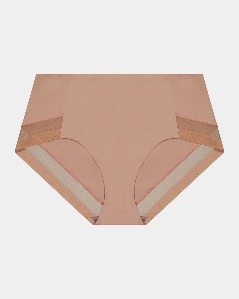 Comfit Collection Midi in MOCHA. Flat lay front view