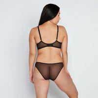Model wears Only Me Bikini in BLACK/TUSCANY. On body back view