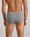 Model wears High Tech Cotton Mens Brief in GREY MARL. On body back view