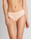 Model wears Nikki Bikini in SPANISH VILLA/WHITE. On body front view