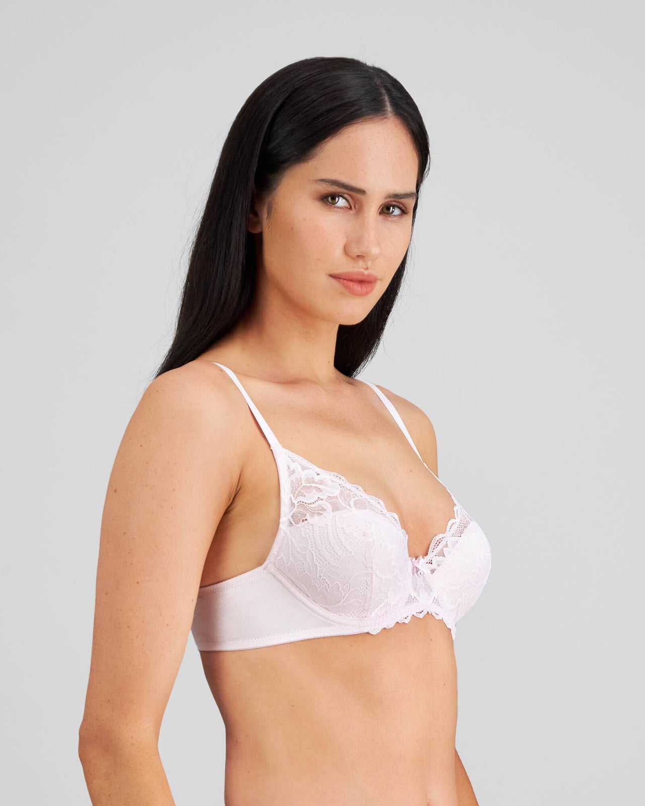 Model wears Embrace Contour Bra in FESTIVAL BLOOM. On body side view