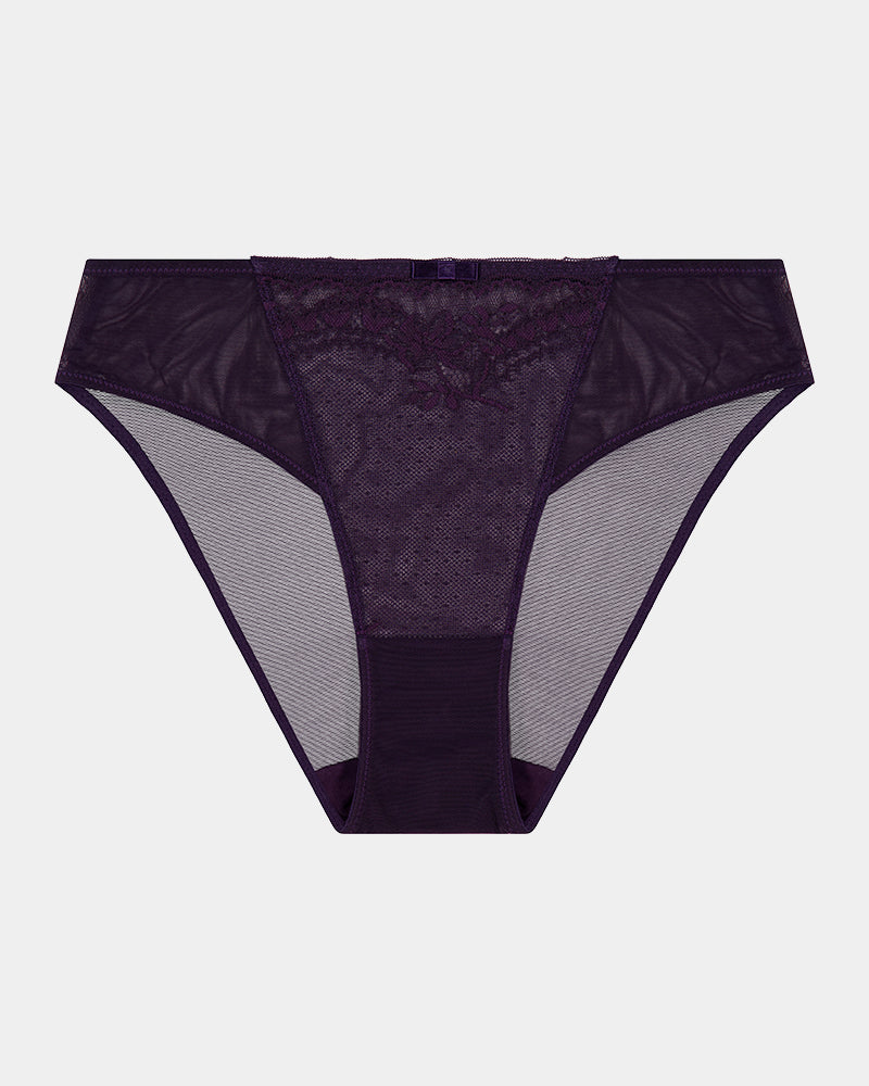 Madison Bikini in PURPLE VELVET. Flat lay front view