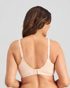 Model wears Bendon Restore Mastectomy Bra in LATTE. On body back view