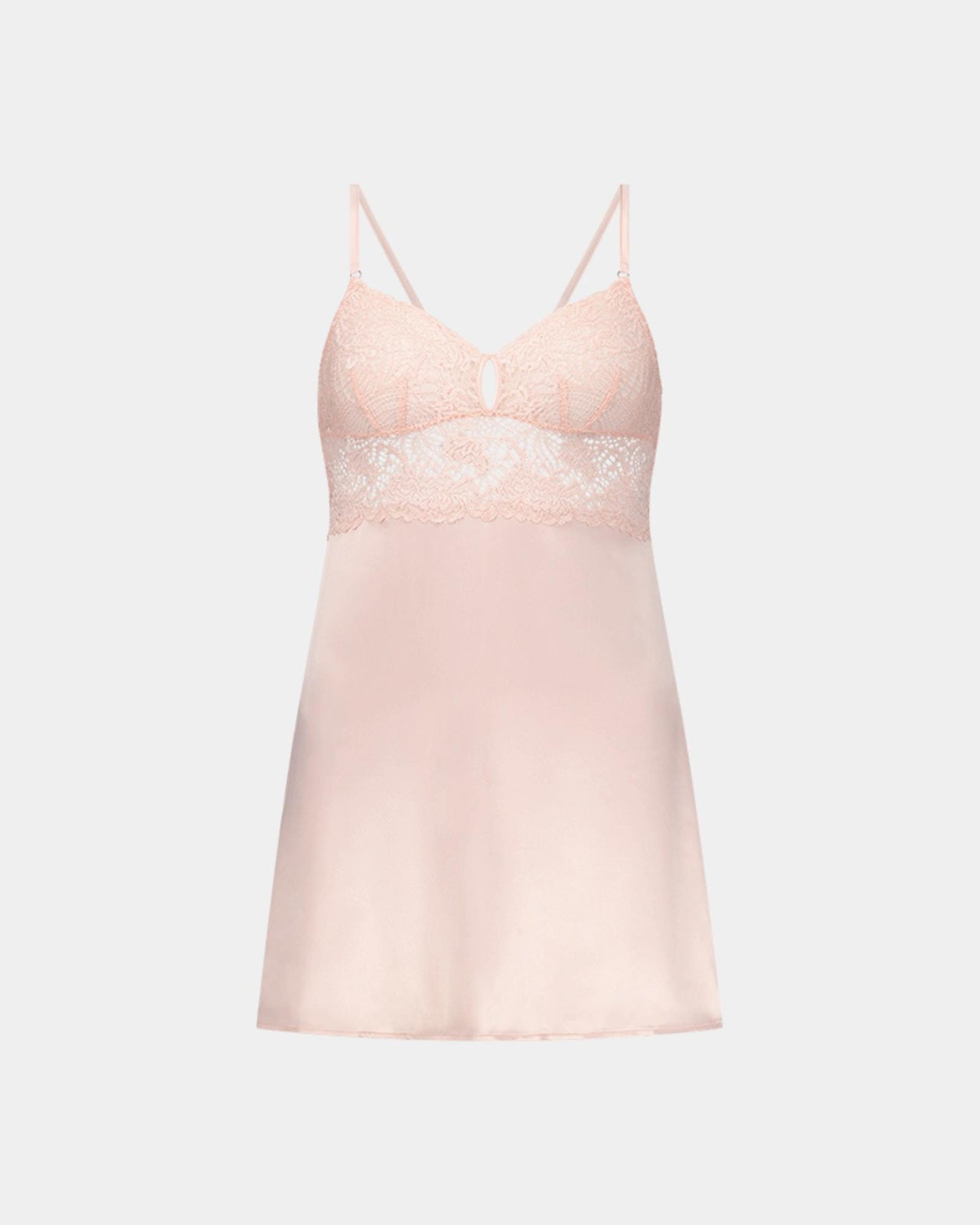 Adoration Chemise in SILVER PINK. Flat lay front view
