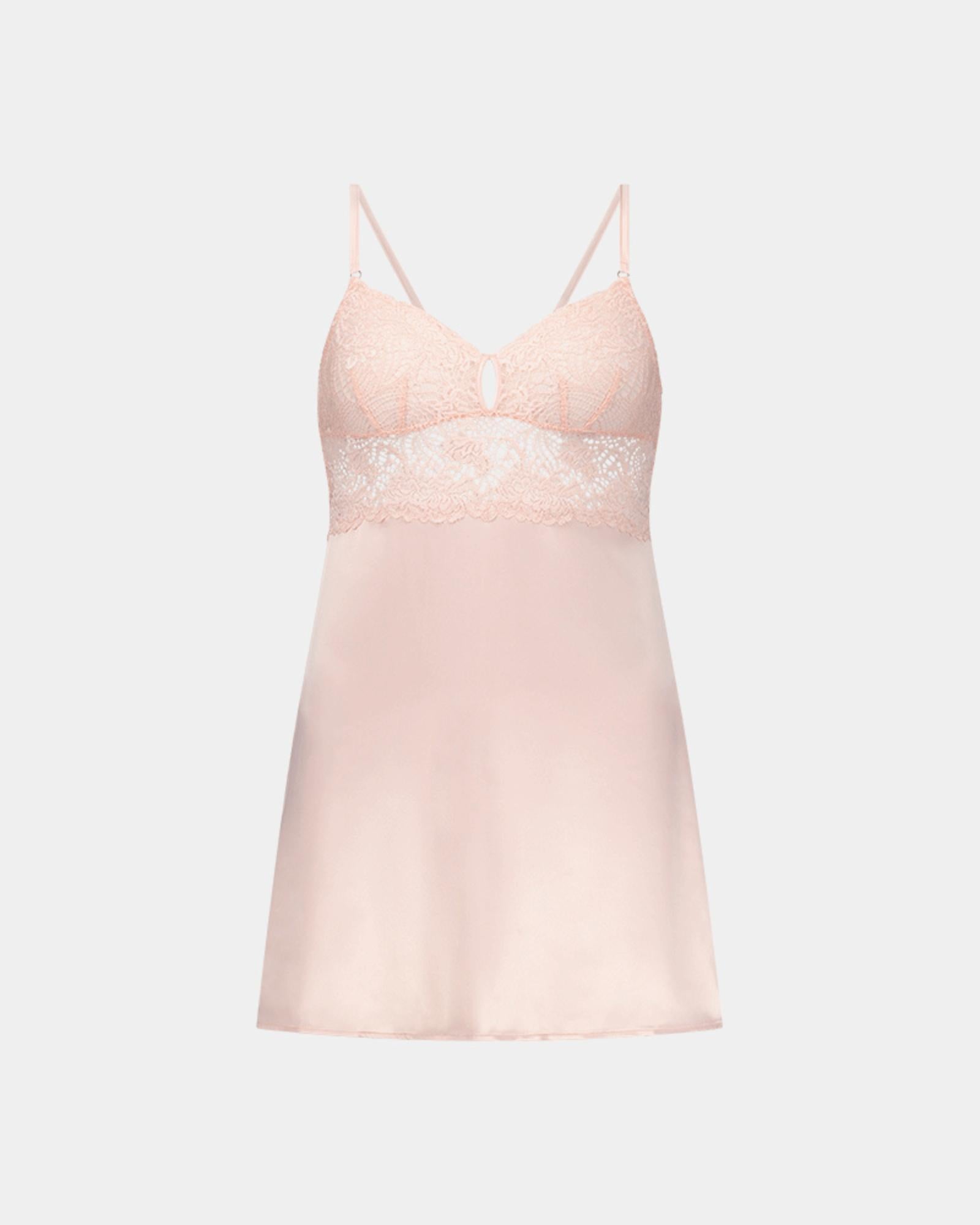 Adoration Chemise in SILVER PINK. Flat lay front view
