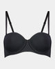 Body Basics Strapless Bra in BLACK. Flat lay front view
