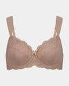 Twilight Express Underwire Bra in LATTE. Flat lay front view