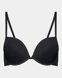 Body Basics Push Up Bra in BLACK. Flat lay front view