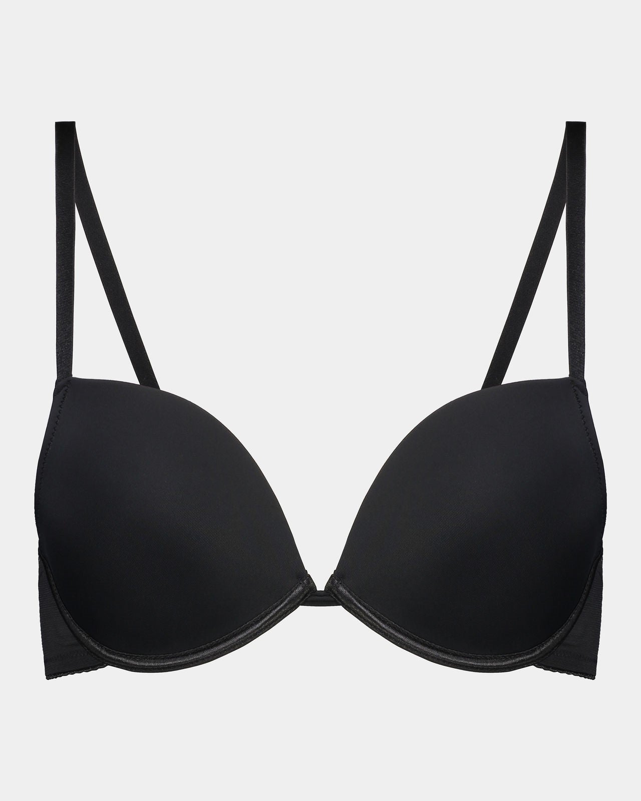 Body Basics Push Up Bra in BLACK. Flat lay front view