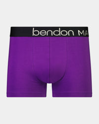 Everyday Essential Mens Trunk in PURPLE MAGIC. Flat lay front view