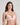 Model wears Simply Seamless Wire Free Bra in ICY PINK/WHITE STRIPE. On body side view