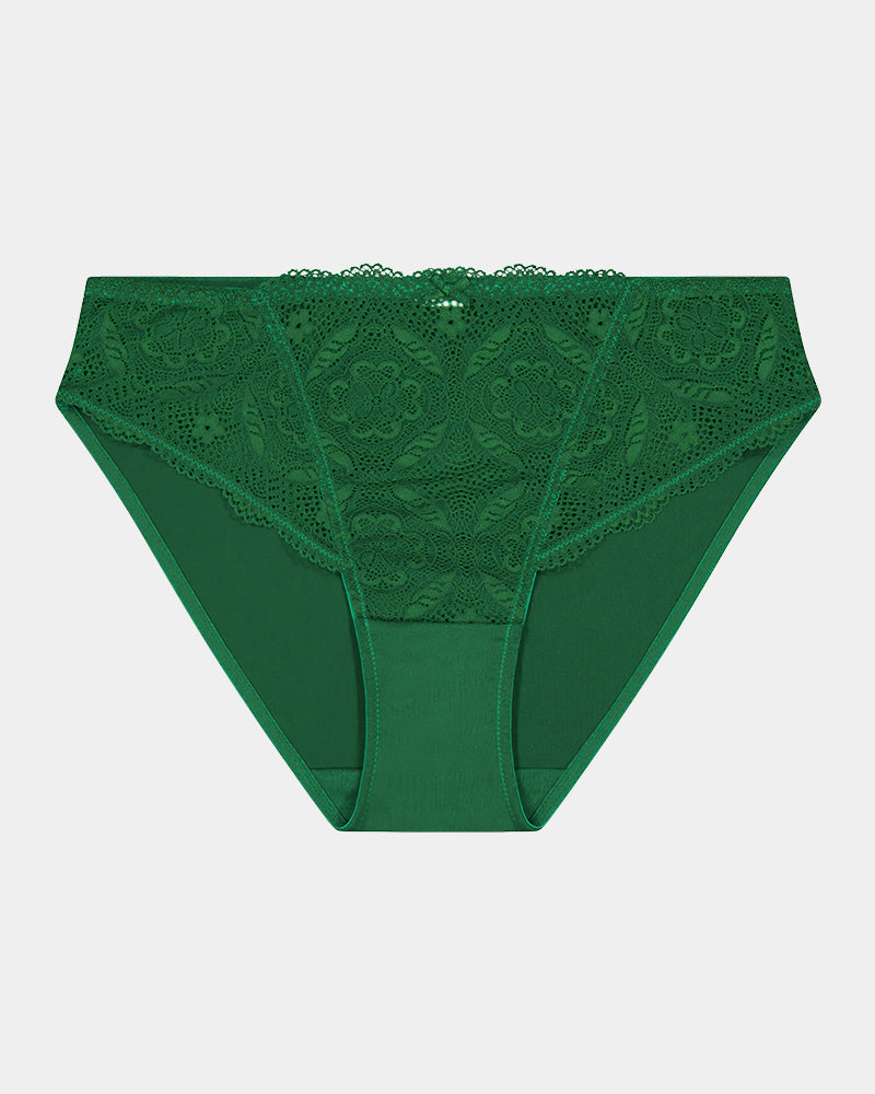 Juniper Bikini in PARADISE GREEN. Flat lay front view
