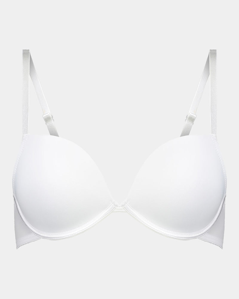 Body Basics Push Up Bra in WHITE. Flat lay front view