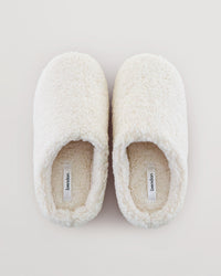 Teddy Slippers in CREAM. Flat lay front view