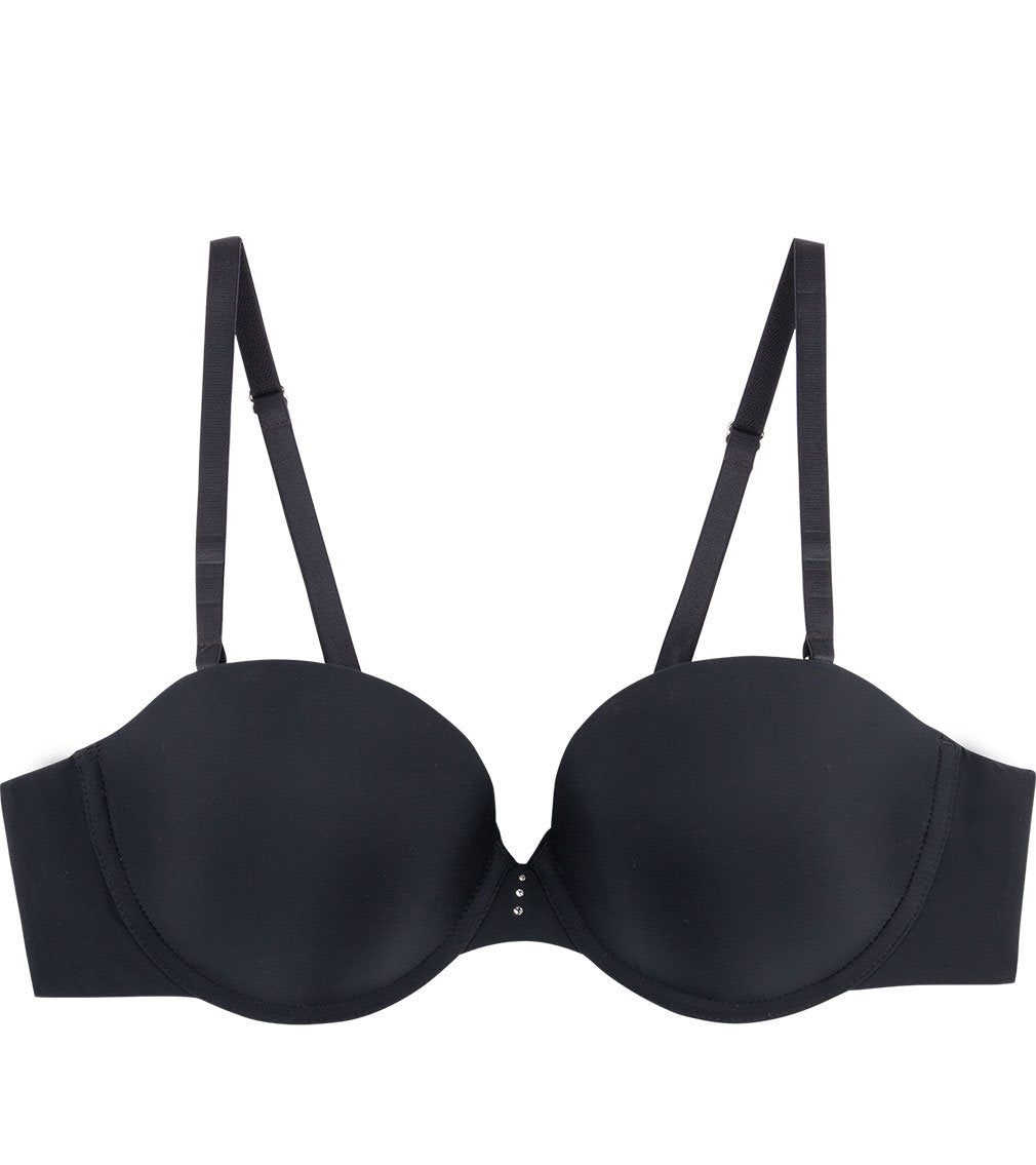 My Fit Smooth Strapless Bra in BLACK. Flat lay front view