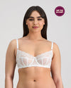 Model wears Sofia Underwire Bra in BRIGHT WHITE. On body front view