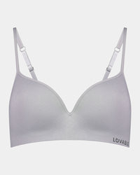 Simply Seamless Contour Bra in LIGHT GREY MARLE. Flat lay front view