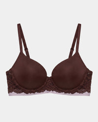 Delightfully Smooth Contour Bra in BITTER CHOCOLATE. Flat lay front view