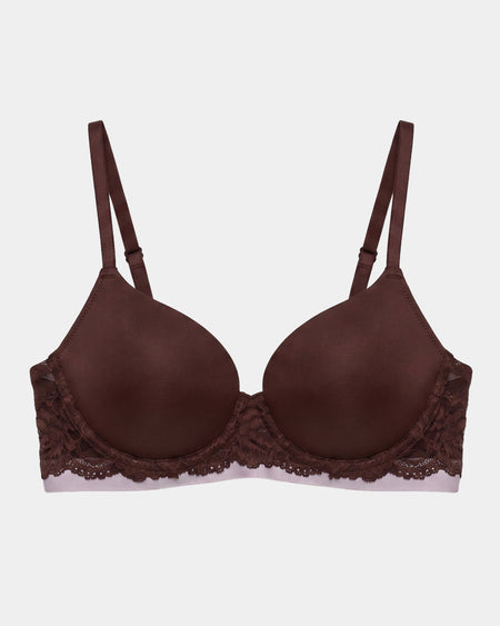 Delightfully Smooth Contour Bra in BITTER CHOCOLATE. Flat lay front view