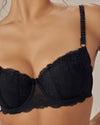 Model wears Sofia Contour Bra in BLACK. On body side view