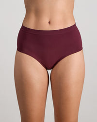 Model wears Seamless Soft Full Brief in FIG. On body front view
