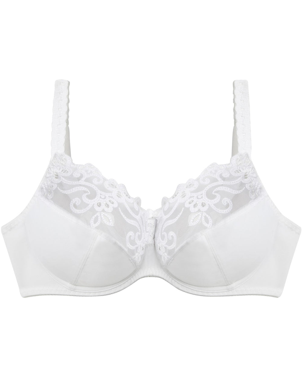 Coral Underwire Bra in WHITE. Flat lay front view