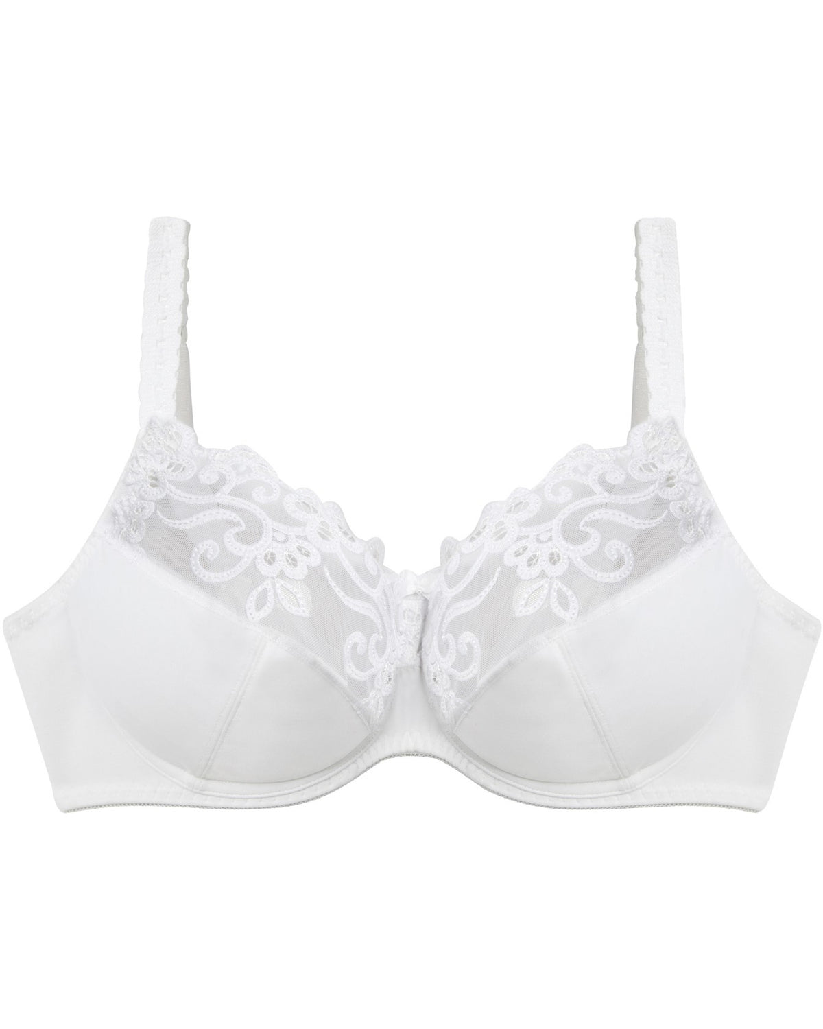 Coral Underwire Bra in WHITE. Flat lay front view