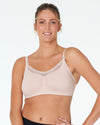 Model wears Bendon Nurture Maternity Bra in LATTE. On body front view
