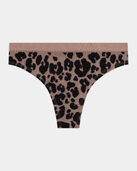 Seamless Jacquard Thong in LEOPARD LOVER. Flat lay front view
