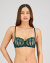 Model wears Sofia Contour Bra in RAIN FOREST. On body front view