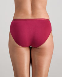 Model wears Body Cotton Bikini in BEAUJOLAIS. On body back view