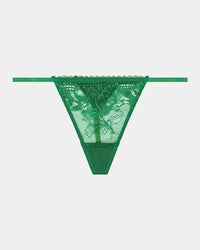 Lucie Thong in PARADISE GREEN. Flat lay front view