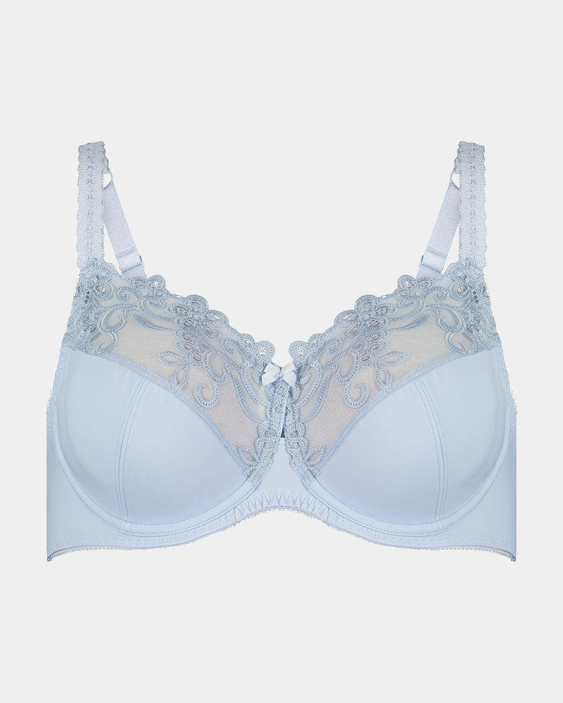 Coral Underwire Bra in SKYWAY. Flat lay front view