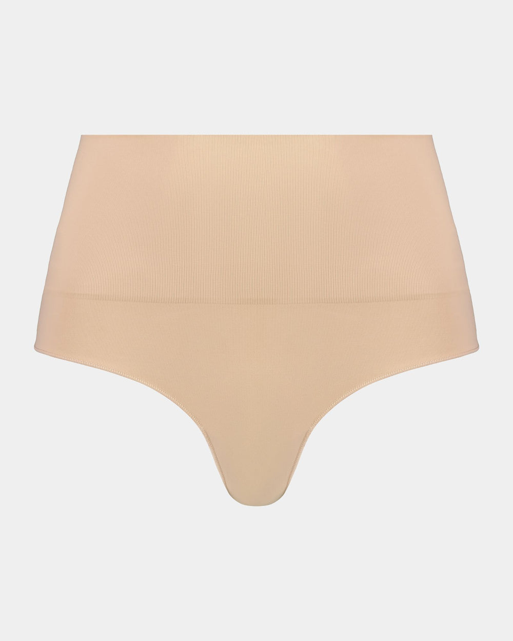 Bamboo Bodywear Thong in CARAMEL. Flat lay front view